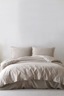 Berolige Shirt %100 Pamuklu Battal Boy Yıkamalı İplik Boya Çizgili Nevresim Takımı Kahverengi