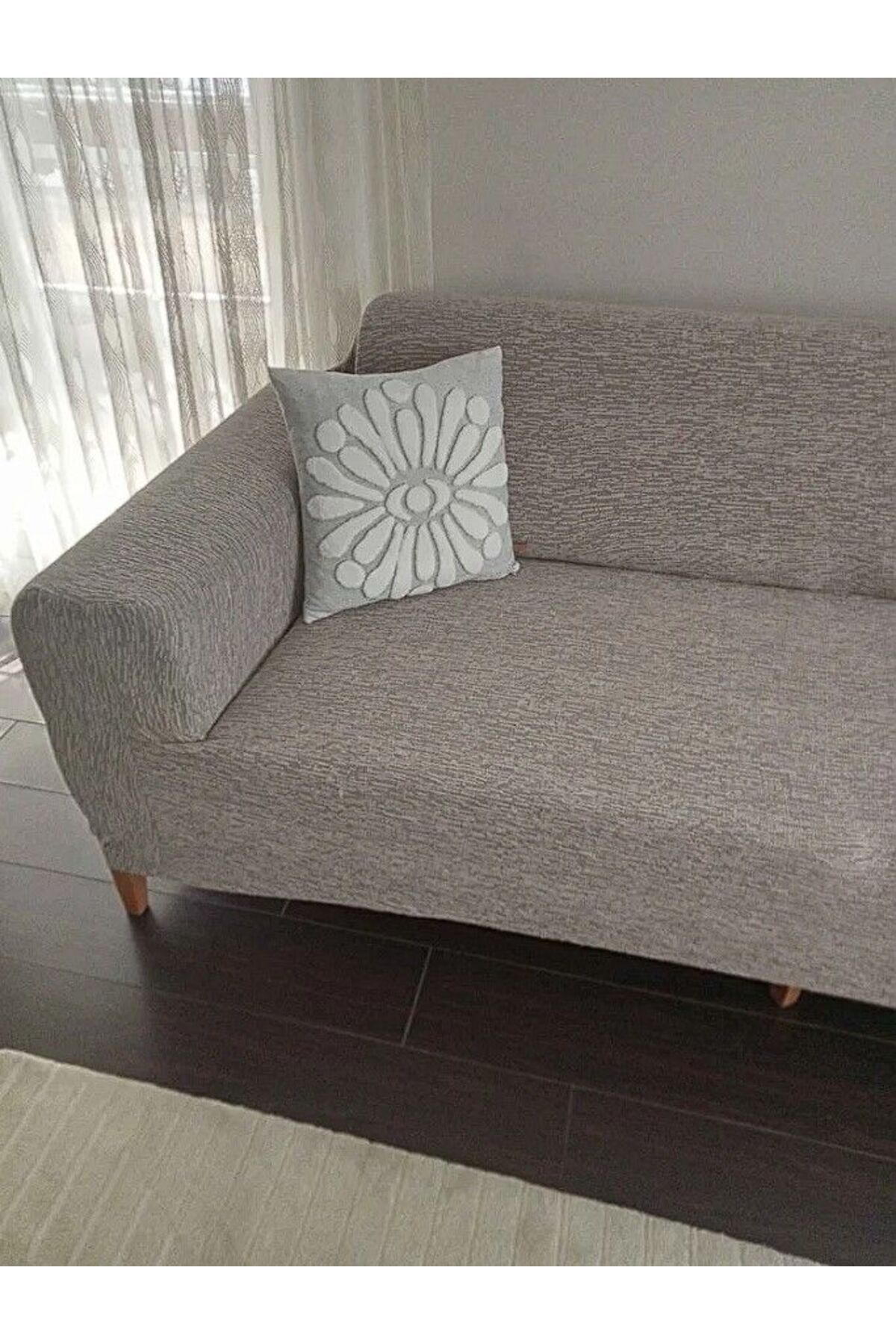 Faiend Jakarlı 3 3 1 1 Lastikli Kanepe Örtüsü | Lastikli Koltuk Örtüsü | Koltuk Kılıfı Takımı - Görsel 2