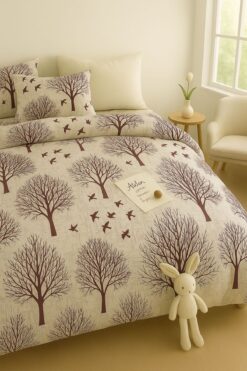 Sheri Home Tekstil YENİ Cotton Kahvereingi Ağaç Tek Kişilik Nevresim Seti