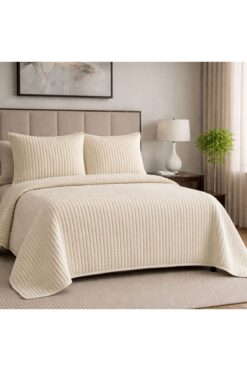 Merinos Modern Line 3 Parça Battaniye Seti 2 Yastık Kılıflı (220x240)