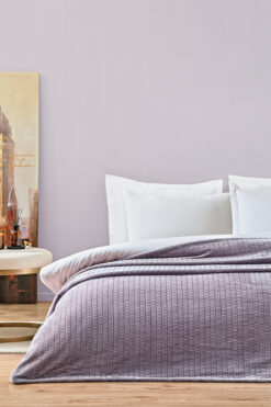 Puffy Trinity Çift Kişilik Wellsoft Battaniye - Kül Moru