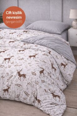 Sheri Home Yeni 100 % Pamuk Çift Kişilik Nevresim(YORGAN KILIFI)200 X 230cm GEYİKmodel88656563322025