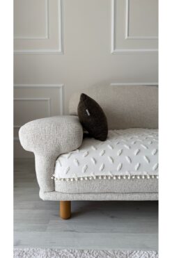Genel Markalar Bohem Ponponlu Püsküllü Çizgili Desen Koltuk Örtüsü 90x200 cm | 3 Kişilik Kanepe, Çekyat & Örtüsü