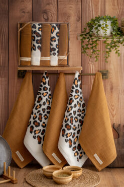 Nilteks 5'li %100 Pamuk Müslin Mutfak Peçetesi ve Kurulama Bezi Seti - Baskılı - 40x60 cm