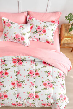 Always Lastikli Çarşaflı Çift Taraflı Çift Kişilik Nevresim Takımı Öykü Pembe