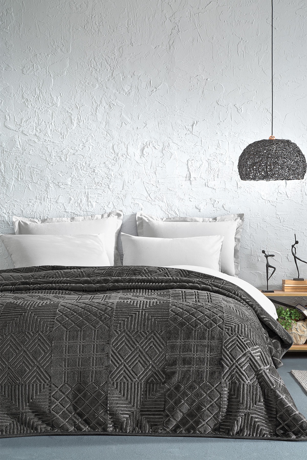 Yataş Nova Çift Kişilik Emboss Battaniye - Gri