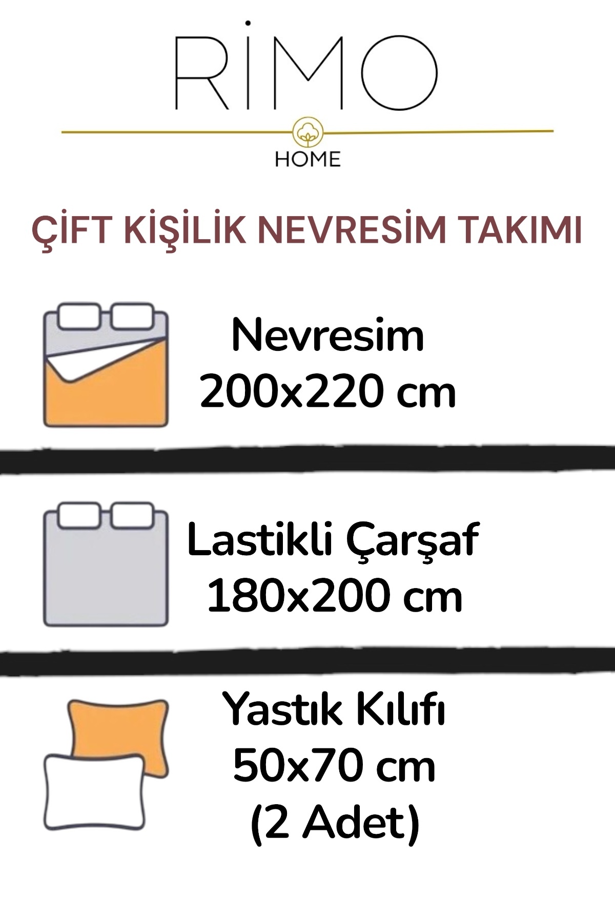 Rimo Home ÇARŞAFI LASTİKLİ ÇİFT KİŞİLİK NEVRESİM TAKIMI - Görsel 2