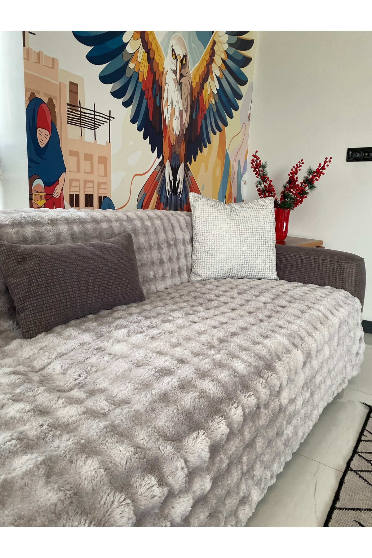 cmn home Peluş Koltuk Örtüsü 175x215 cm bubble – Kaymaz Kanepe Örtüsü, Çekyat Örtüsü - Görsel 3