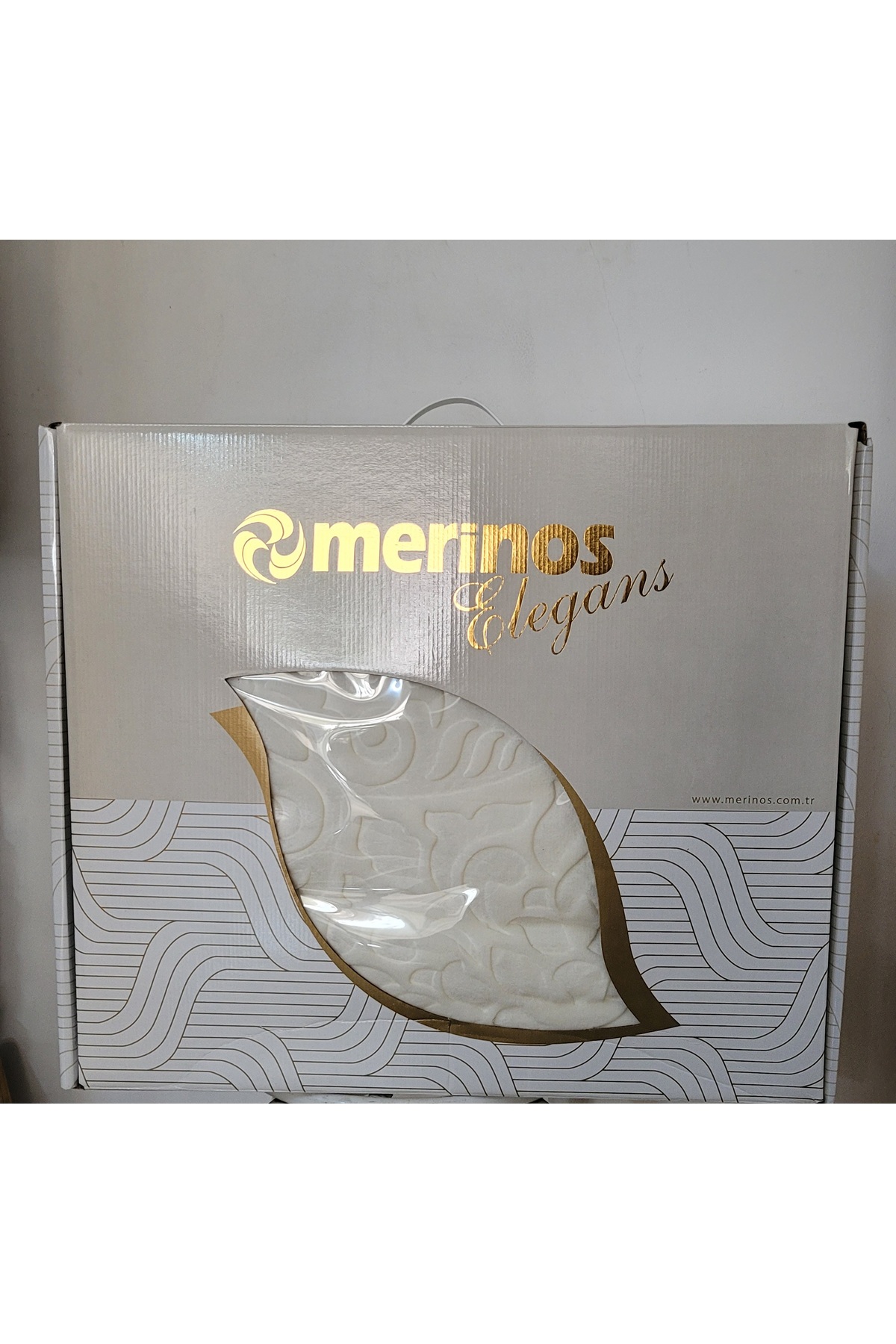 Merinos Elegance Çift Kişilik Battaniye Yaprak Desenli - Kemik