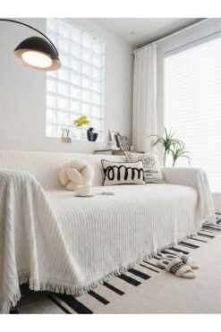 rellhome Pamuklu Koltuk Örtüsü Saçaklı|Çok Amaçlı Örtü|Koltuk Şalı|Kolları Kapatan|Battal Boy|180x350