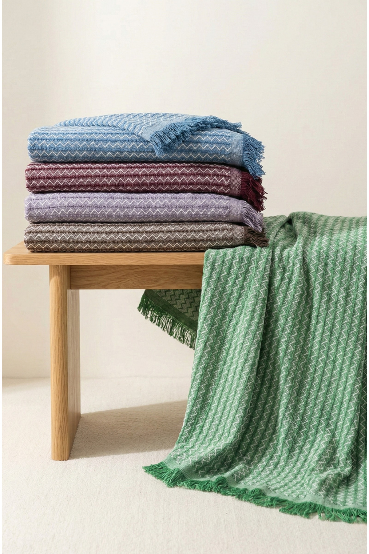 rellhome Pamuklu Koltuk Örtüsü Saçaklı|Çok Amaçlı Örtü|Koltuk Şalı|Kolları Kapatan|Battal Boy|180x350 - Görsel 3