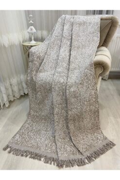 Özlü Home Lüks Pamuklu Koltuk-çekyat Örtüsü Kahverengi 170x220 Çift Taraflı Terletmez Kaymaz