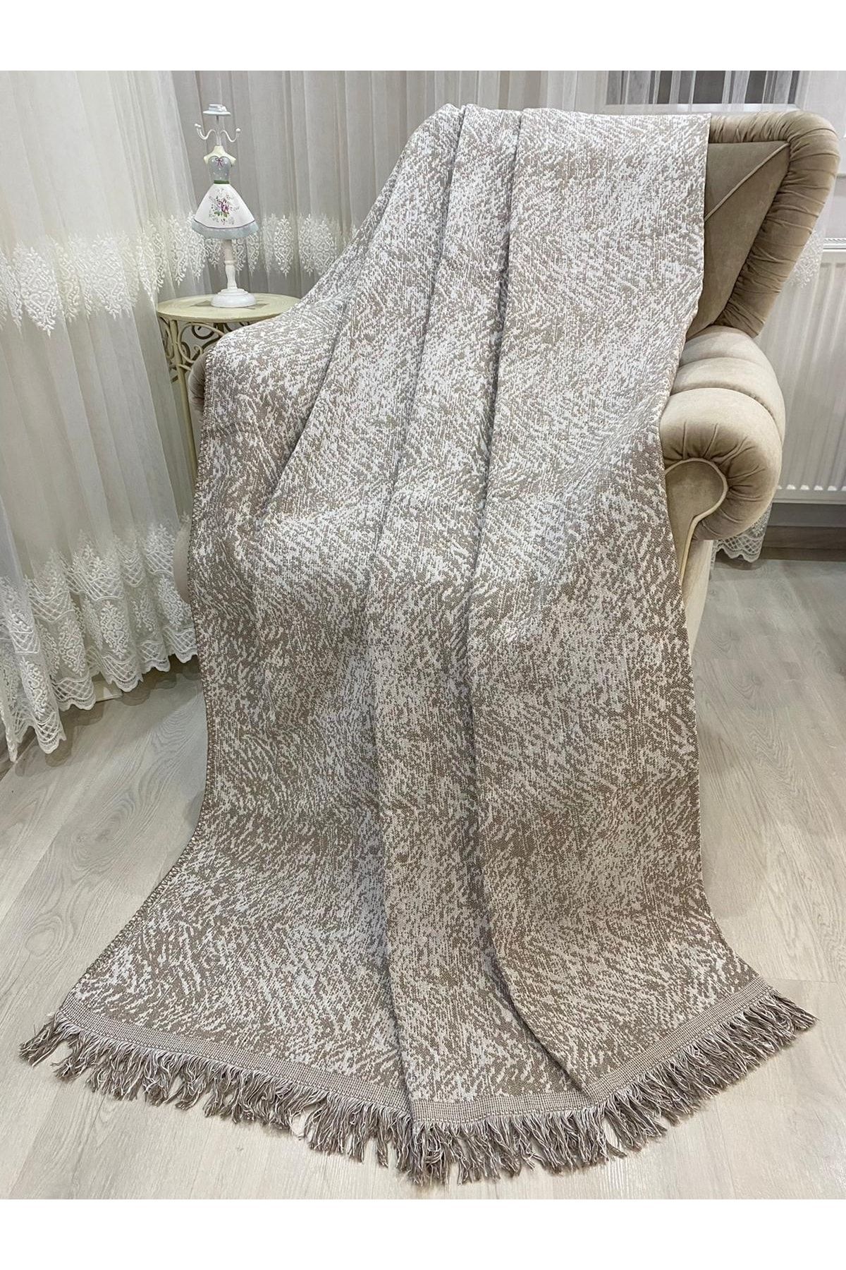 Özlü Home Lüks Pamuklu Koltuk-çekyat Örtüsü Kahverengi 170x220 Çift Taraflı Terletmez Kaymaz