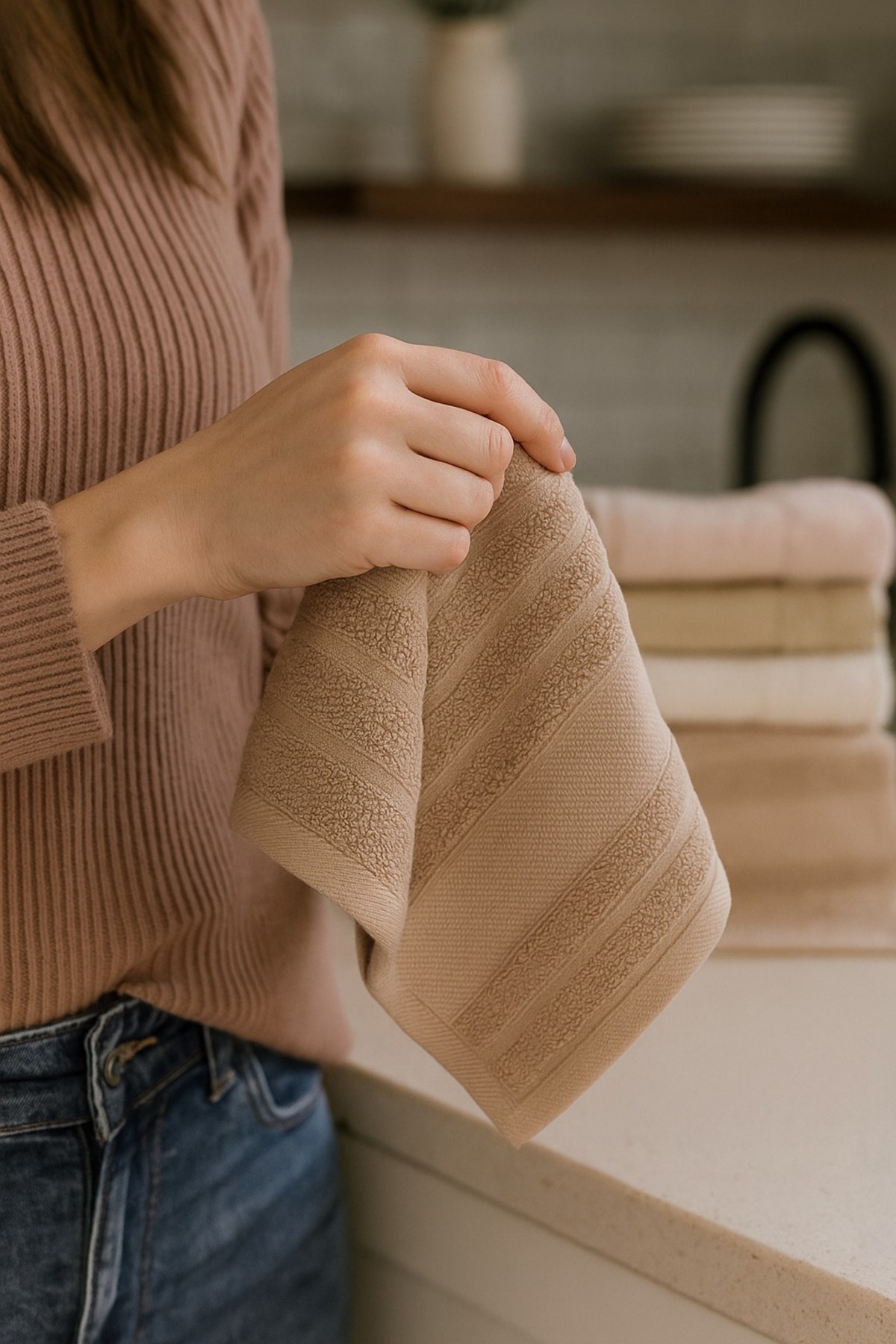 SARİNA renkli bir dünya LUXURY SOFTNES 4'LÜ 30X50 CM EL VE YÜZ HAVLU SETİ / MUTFAK HAVLUSU - Görsel 2