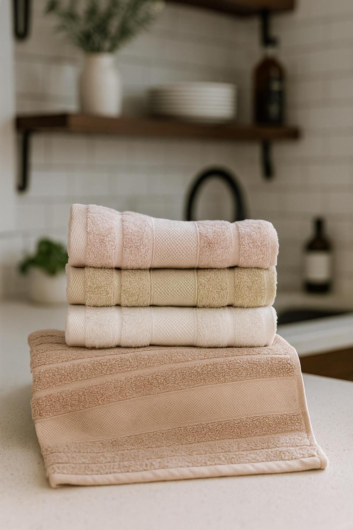 SARİNA renkli bir dünya LUXURY SOFTNES 4'LÜ 30X50 CM EL VE YÜZ HAVLU SETİ / MUTFAK HAVLUSU - Görsel 3