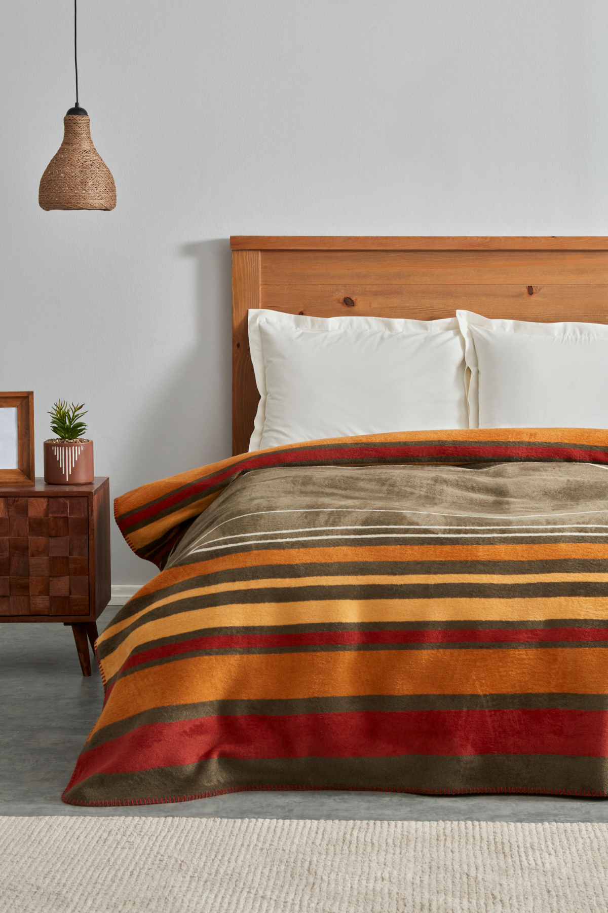 Karaca Home Nina Çift Kişilik Pamuk Battaniye Haki - Görsel 2