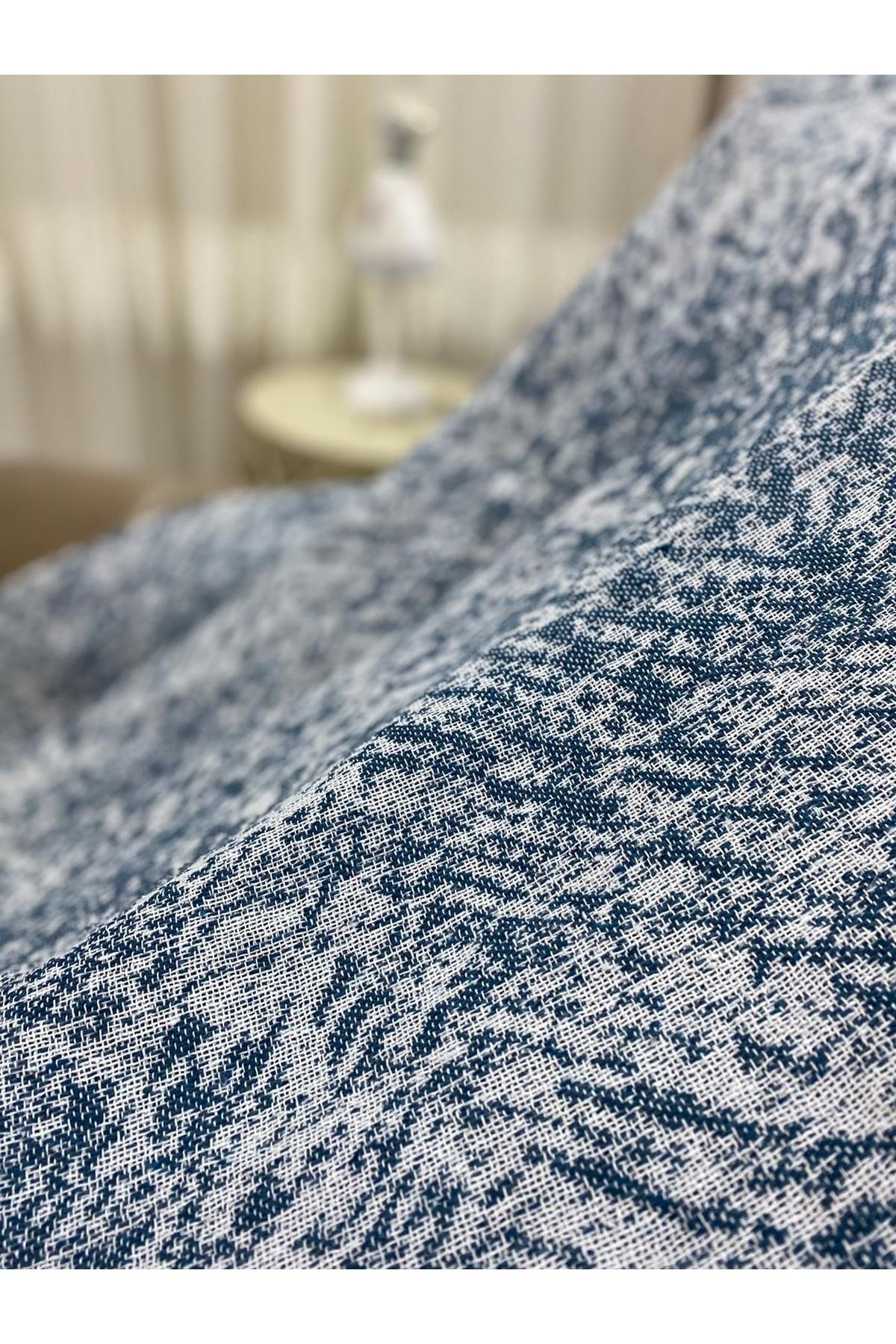 Özlü Home Lüks Pamuklu Koltuk-çekyat Örtüsü Kot Mavisi 170x220 Çift Taraflı Terletmez Kaymaz - Görsel 2