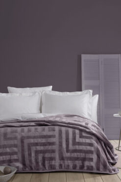 Yataş Palma Çift Kişilik Emboss Battaniye - Kül Moru