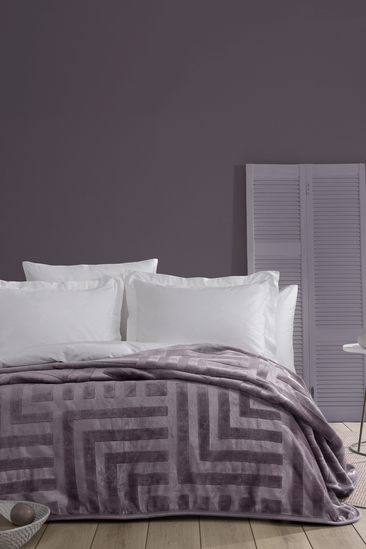 Yataş Palma Çift Kişilik Emboss Battaniye - Kül Moru