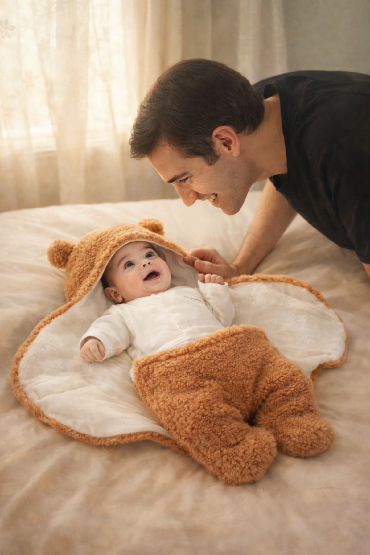 Mai Perla 0 - 12 Ay Içi Elyaflı Kulaklı Welsoft Dış Kundak Bebek Battaniye - Görsel 2