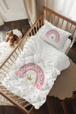 Talia Home Gökkuşağı Desenli Desenli Bebek Beşik Uyku Seti TLABG-305