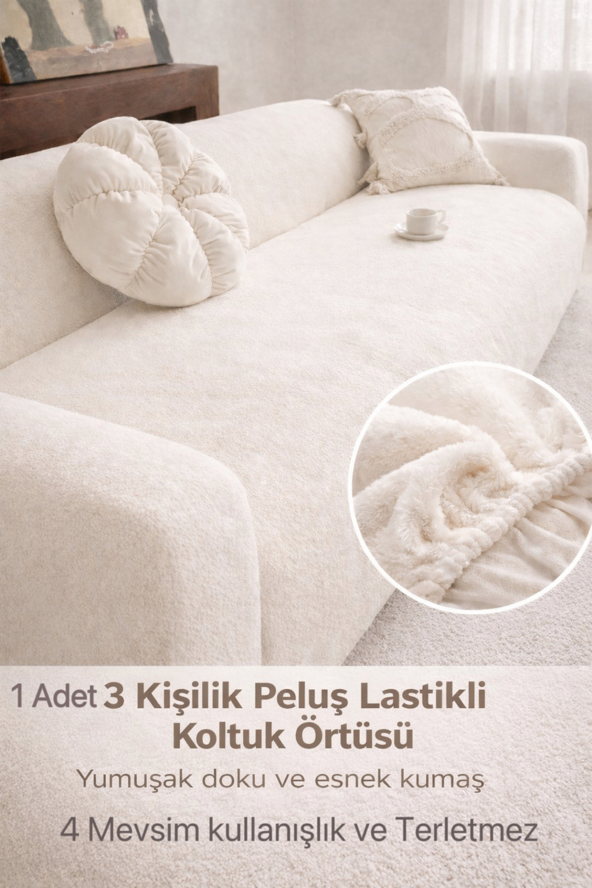 seltenet Yumuşacık Welsoft Lastikli 3 Kişilik Koltuk Örtüsü Kaymaz,Esnek,Yıkanabilir koltuk kılıfı