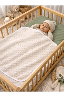 Bebella Ekru Nohut Çift Kat Kız Erkek Bebek Battaniyesi Kundağı Pamuklu Çok Amaçlı Örtü Mevsimlik 90x85cm