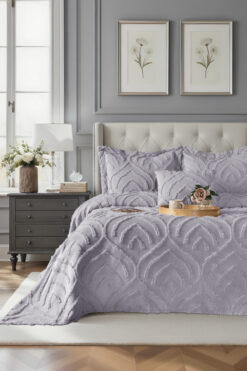 Odamoda Jun Çift Kişilik Yatak Örtüsü Seti GRİ - İskandinav Bohem Püsküllü Örtü Takımı - Şık Kutu ve Paket