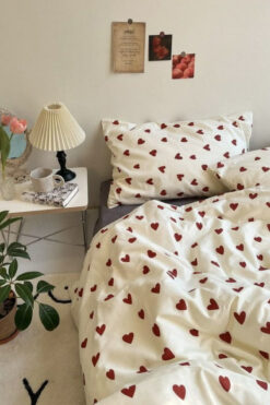 CANDAN ÇEYİZ Tek Kişilik Nevresim Duvet Cover Çarşafsız Pamuklu Yastık Kılıflı Kalpli Nevresim Takımı