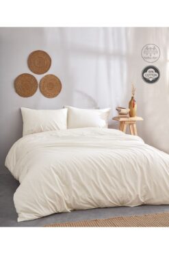 Medaillon Home Krem %100 Pamuk Çift Kişilik Nevresim Takımı