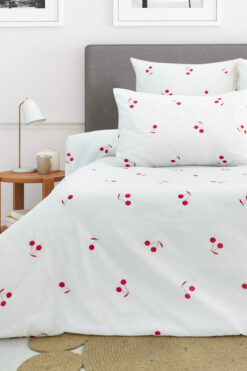 Mercury Çift Kişilik Kiraz Desen Pamuklu Nevresim Seti (çarşafsız)