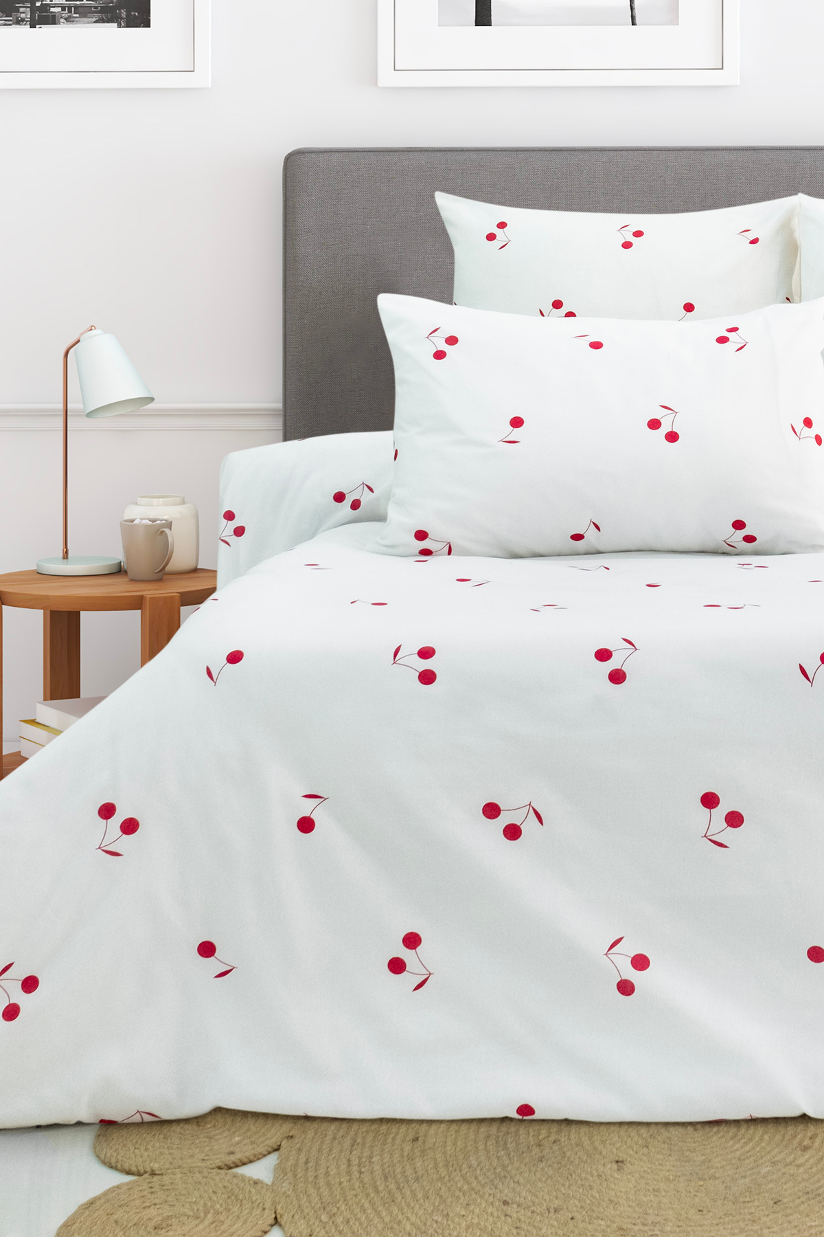 Mercury Çift Kişilik Kiraz Desen Pamuklu Nevresim Seti (çarşafsız)