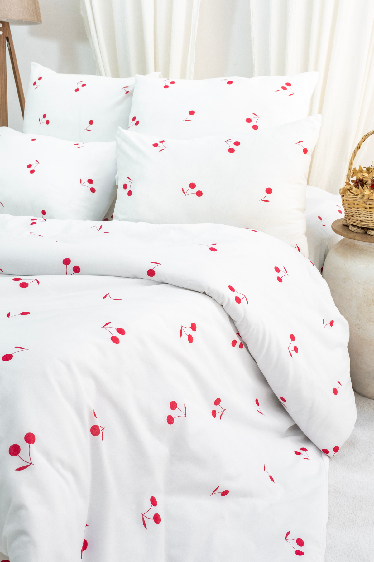 Mercury Çift Kişilik Kiraz Desen Pamuklu Nevresim Seti (çarşafsız) - Görsel 3