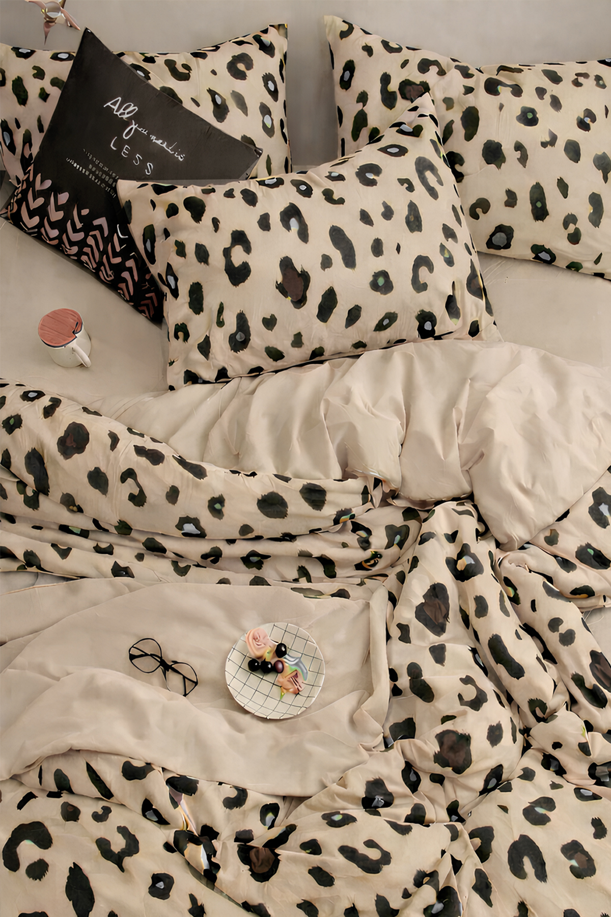 İQON Lastikli Çarşaflı Nevresim Takımı Tek Kişilik Leopar Kahve - Görsel 2