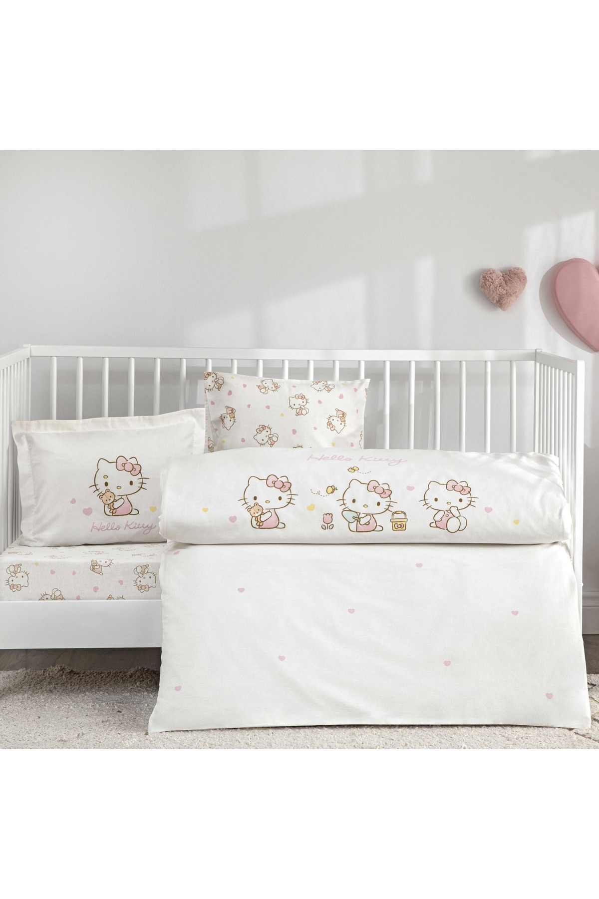 Taç Taç Lisanslı Hello Kitty Cute Baby Pamuk Bebek Nevresim Takımı