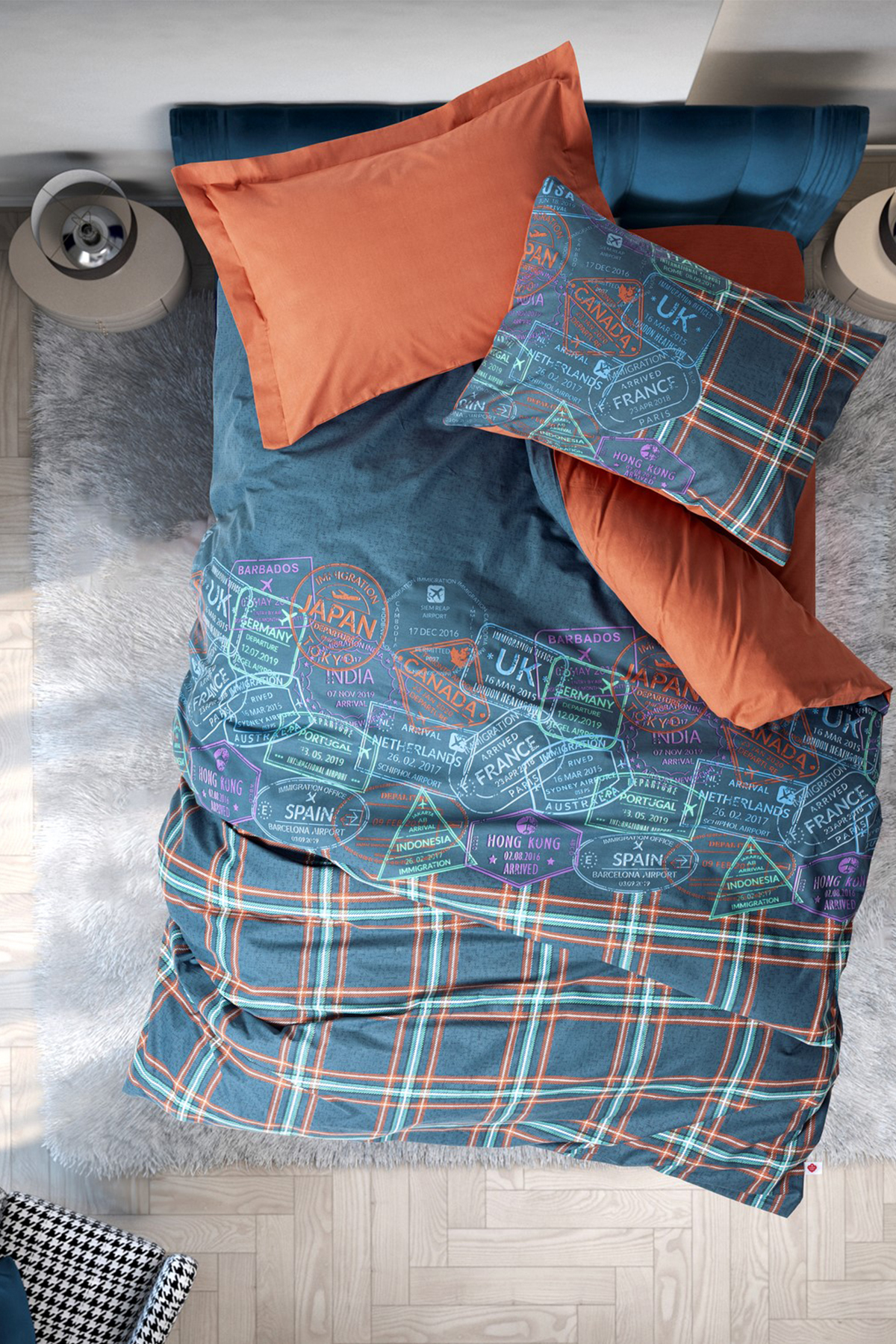 Cotton Box Genç Odası Tek Kişilik Lastikli Çarşaflı Nevresim Takımı Pleds Tarçın