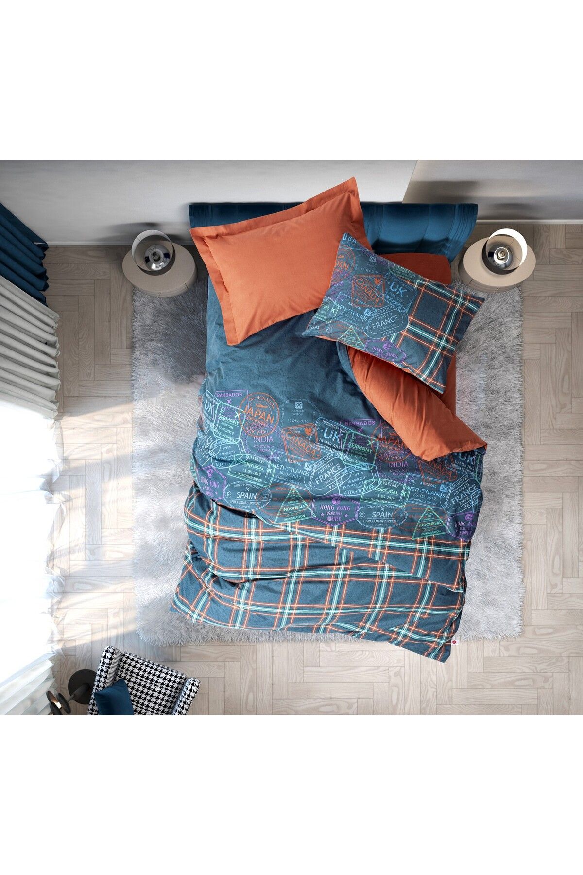 Cotton Box Genç Odası Tek Kişilik Lastikli Çarşaflı Nevresim Takımı Pleds Tarçın - Görsel 2