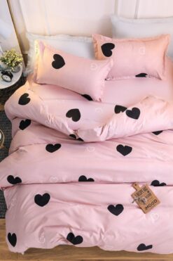 Always Lastikli Çarşaflı Tek Kişilik Çift Taraflı Nevresim Takımı Pembe Kalpli