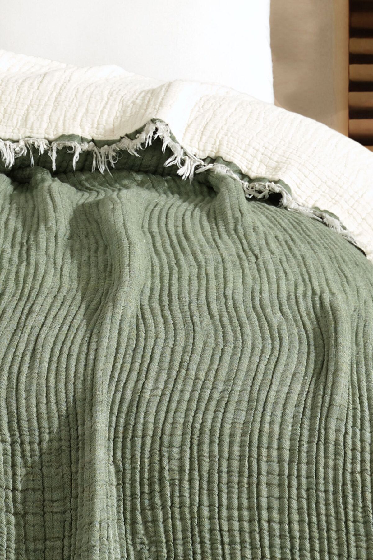 VAROL 5 Katlı %100 Pamuk Müslin Yatak Örtüsü – 230x240 cm - Görsel 3