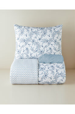 English Home Berryland Kolay Ütülenir Tek Kişilik Nevresim Takımı 160x220 cm Mavi-Turuncu