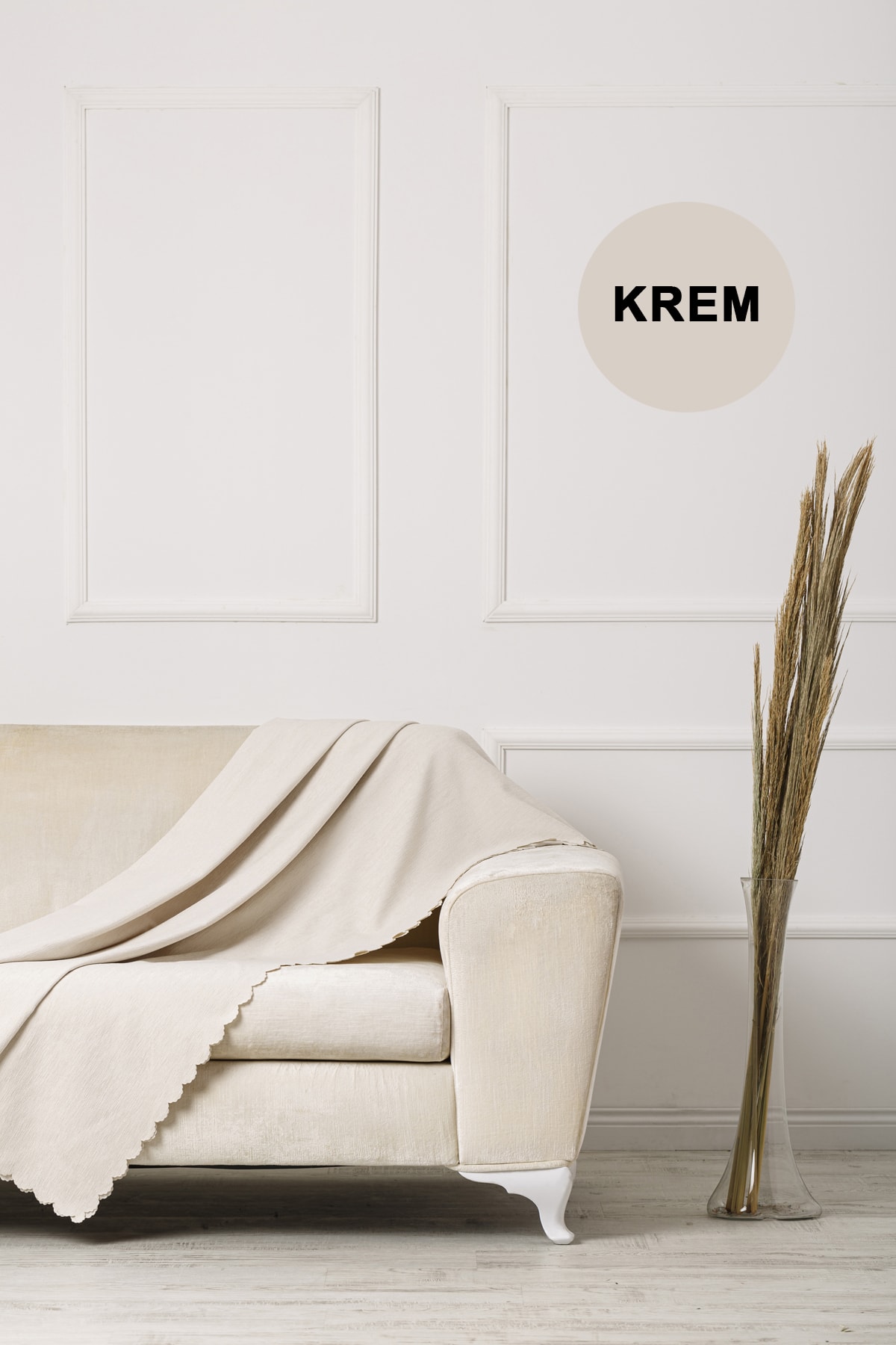 VELERDE HOME Velerde Krem Şönil Çift Taraflı Çekyat Koltuk Örtüsü Şalı