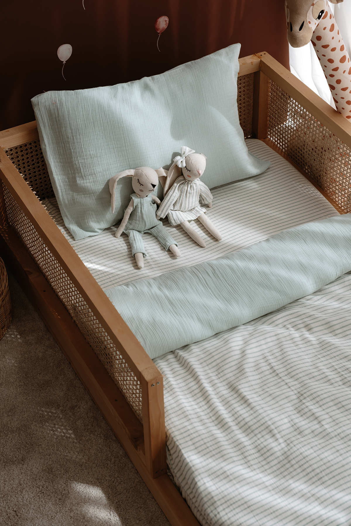 TBA COLLECTION Müslin Montessori Nevresim Takımı (100x200) | Line Series - Blue