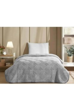 Özdilek Trendy Art Deco Çift Kişilik Battaniye (220X240)-KOYU GRİ