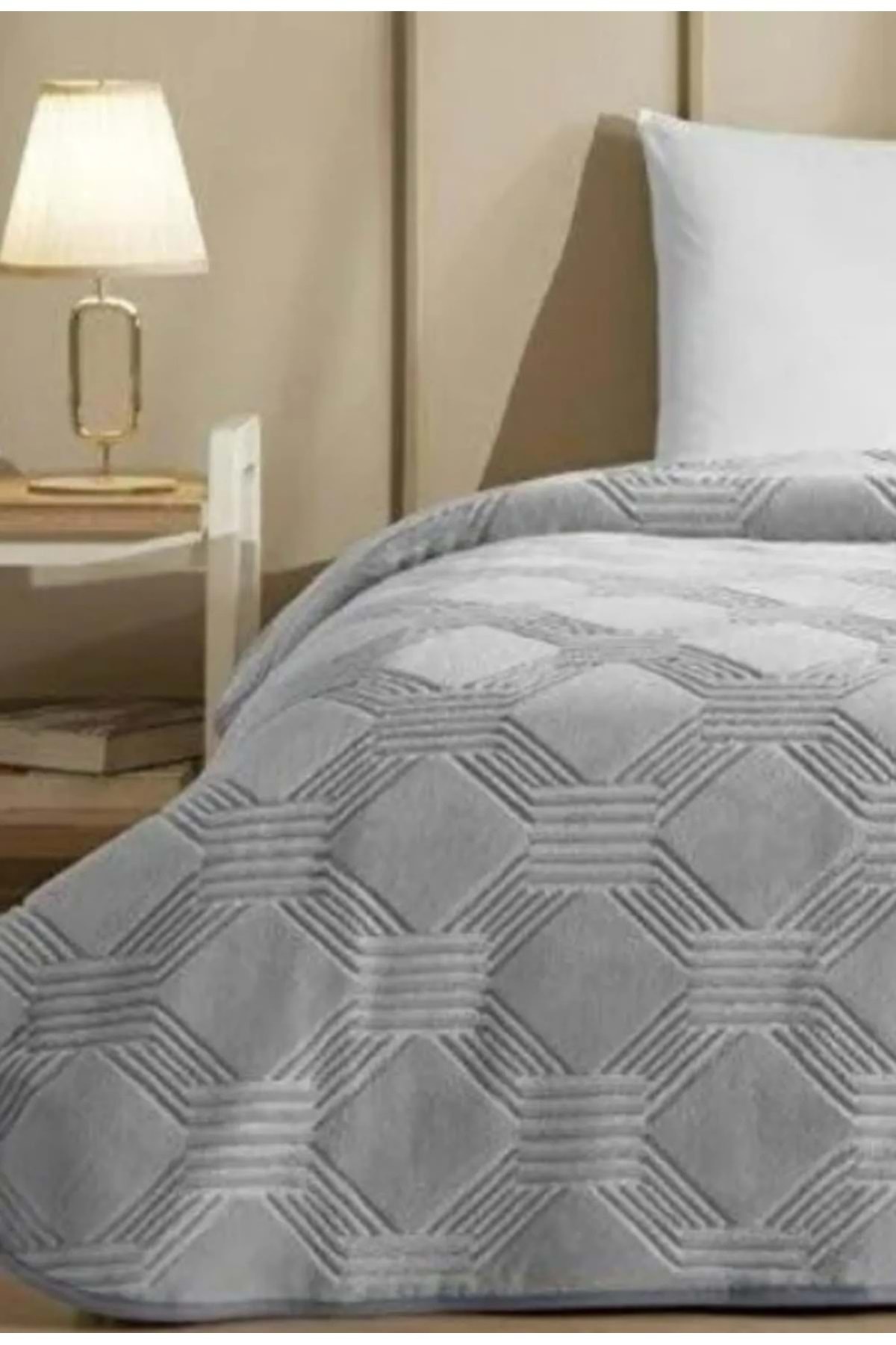 Özdilek Trendy Art Deco Çift Kişilik Battaniye (220X240)-KOYU GRİ - Görsel 2