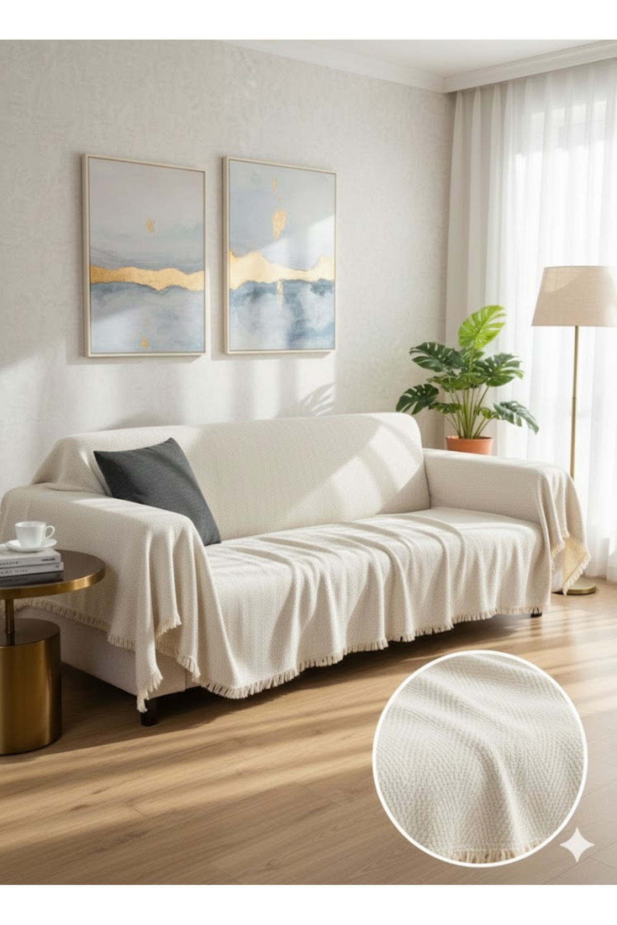 SEVHOME CONCEPT % 100 Pamuk Kolları Örten Koltuk Örtüsü 180 x 300 cm- Kaymaz,Terletmez - Görsel 2