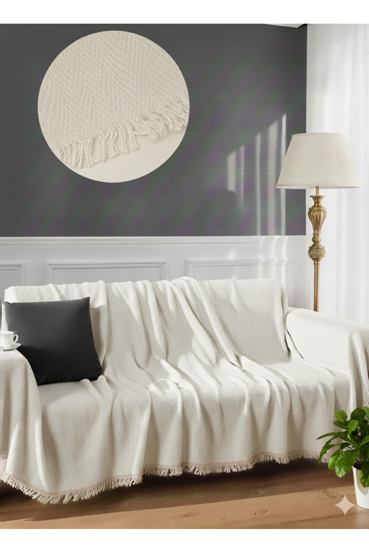 SEVHOME CONCEPT % 100 Pamuk Kolları Örten Koltuk Örtüsü 180 x 300 cm- Kaymaz,Terletmez - Görsel 3