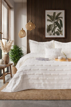 Odamoda Joy Çift Kişilik Yatak Örtüsü Seti EKRU - İskandinav Bohem Püsküllü Örtü Takımı - Şık Kutu ve Paket