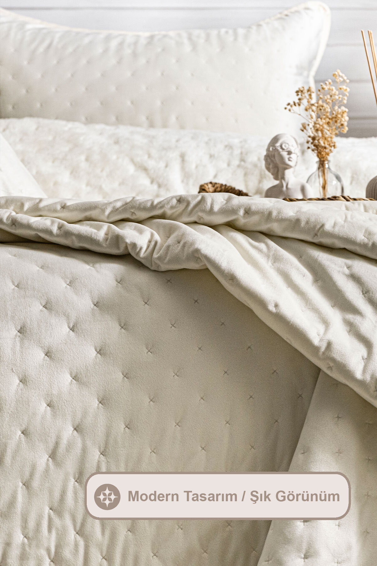 Elart Porto Flame Yatak Örtüsü Çift Kişilik (240x260 cm) Krem - Görsel 3