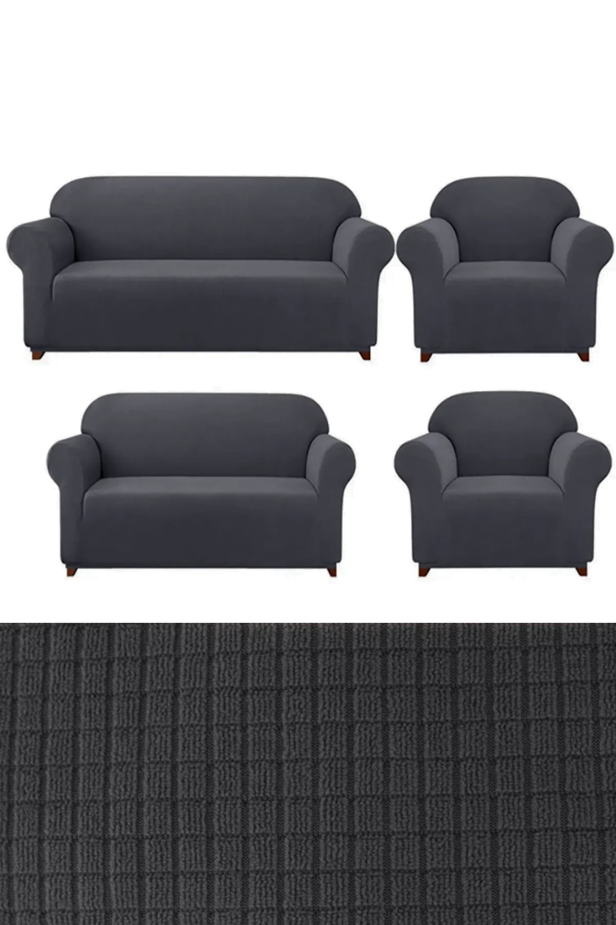 E BAHAR 3+2+1+1 Lastikli Koltuk takımı Kılıfı. Çekyat Koltuk Örtüsü Streç Esnek kanepe kılıfı