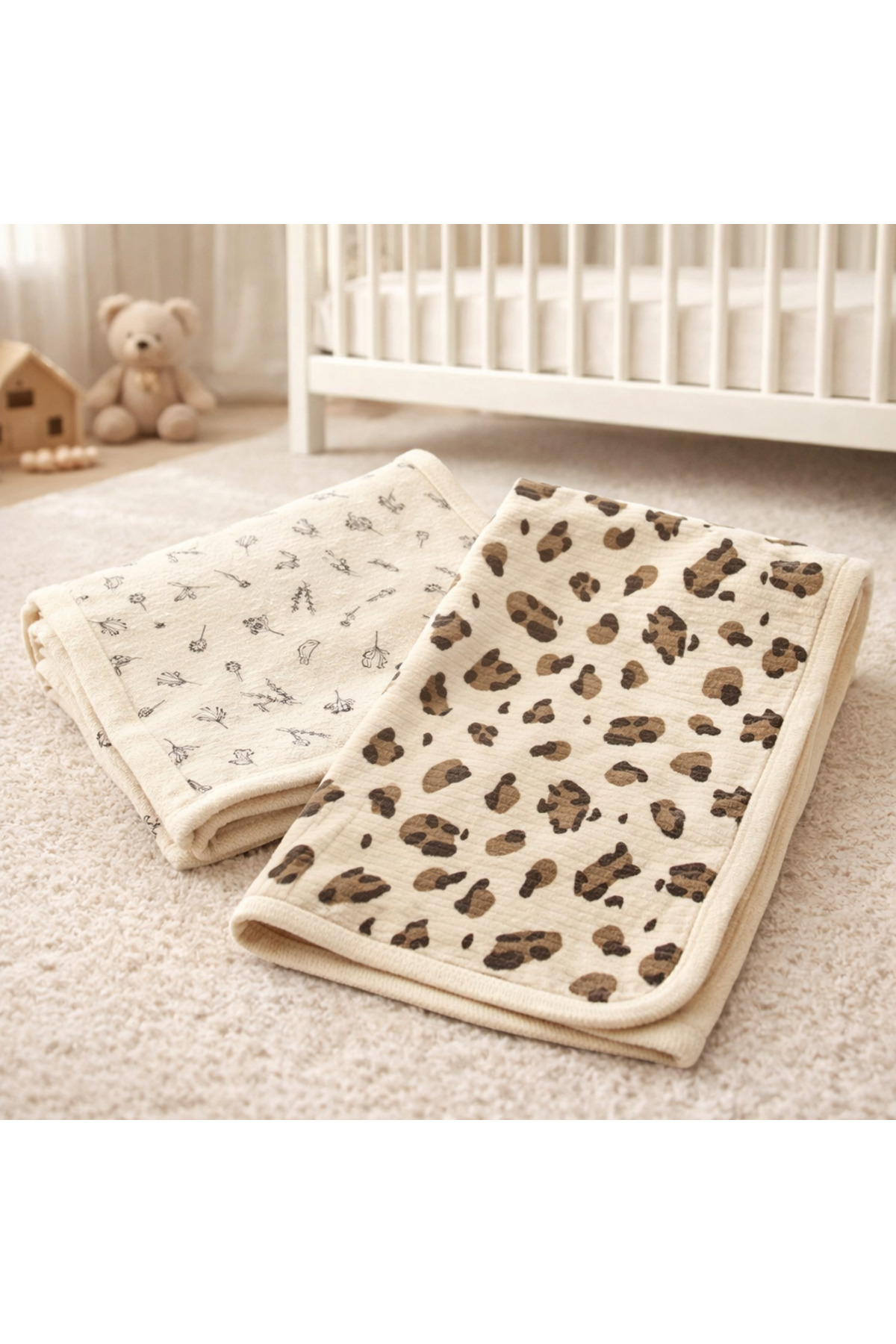 bulutbebek 2’li %100 Pamuk Penye Yenidoğan Bebek Battaniyesi 85x80 – Yumuşak ve Nefes Alabilir - Görsel 3